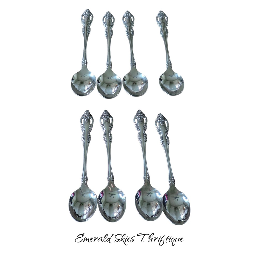 Oneida Brahms Set of 8 soup Spoons Community Stainless Flatware *FREE SHIP*